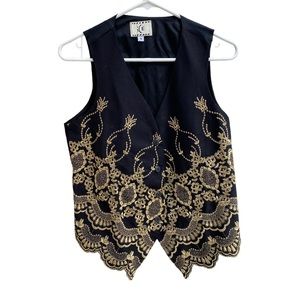 Vintage ICE black and gold 90’s vest size Medium EUC